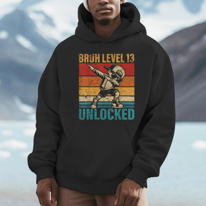 13 Years Old Birthday Dabbing Boy Bruh Level 13 Unlocked Unisex Hoodie