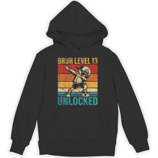 13 Years Old Birthday Dabbing Boy Bruh Level 13 Unlocked Unisex Hoodie
