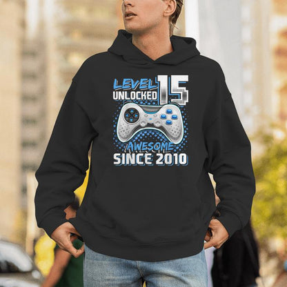 15Th Birthday Boy Level 15 Gamer 15 Year Video Game Party Unisex Hoodie