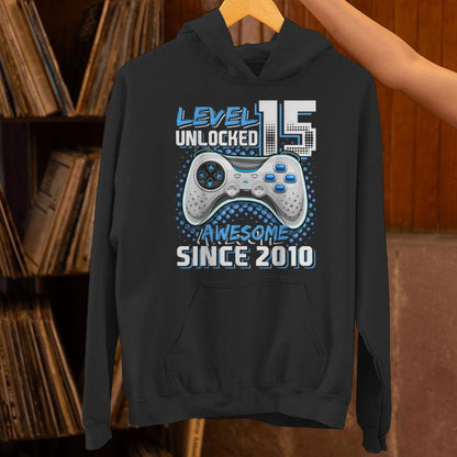 15Th Birthday Boy Level 15 Gamer 15 Year Video Game Party Unisex Hoodie