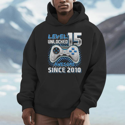 15Th Birthday Boy Level 15 Gamer 15 Year Video Game Party Unisex Hoodie