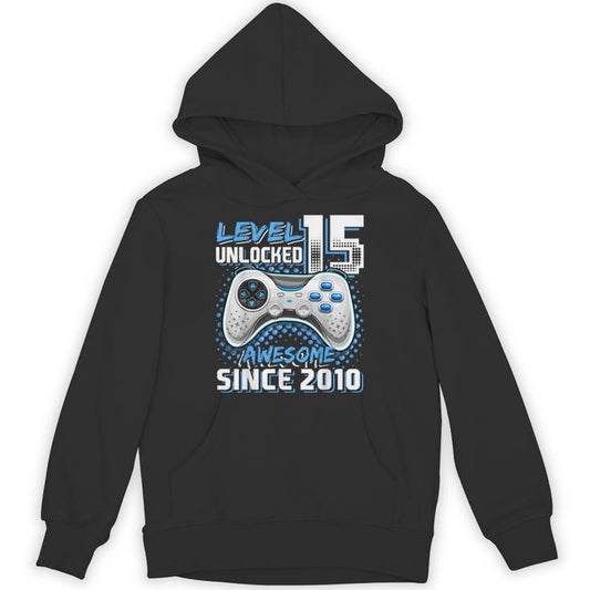 15Th Birthday Boy Level 15 Gamer 15 Year Video Game Party Unisex Hoodie