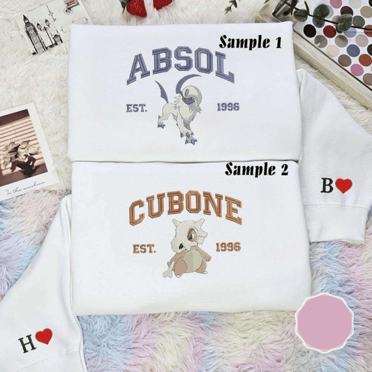 Absol And Cubone Est 1996 Pokemon Anime Embroidered Couples Shirts