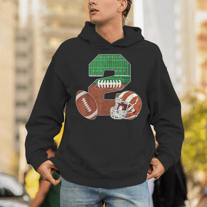 2Nd Birthday Football Theme 2 Year Old Boy Party Unisex Hoodie