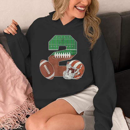 2Nd Birthday Football Theme 2 Year Old Boy Party Unisex Hoodie