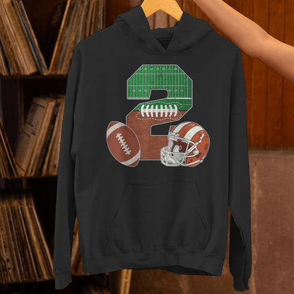2Nd Birthday Football Theme 2 Year Old Boy Party Unisex Hoodie