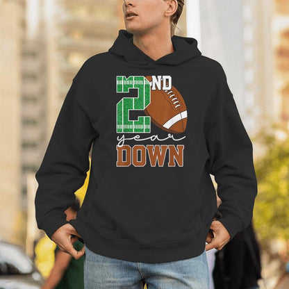 2Nd Year Down Football Lover Second Birthday Boy Party Unisex Hoodie