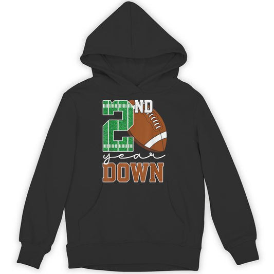 2Nd Year Down Football Lover Second Birthday Boy Party Unisex Hoodie