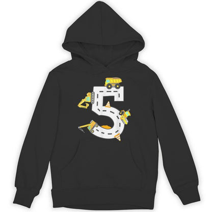 5Th Construction Birthday Party Excavator Boys 5 Years Old Unisex Hoodie