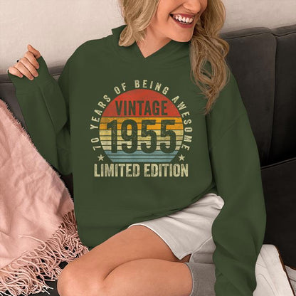 70 Years Old Vintage 1955 Born In 1955 70Th Birthday Unisex Hoodie