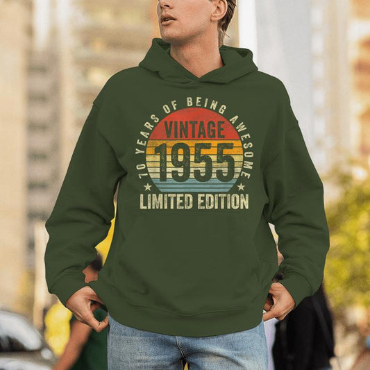 70 Years Old Vintage 1955 Born In 1955 70Th Birthday Unisex Hoodie