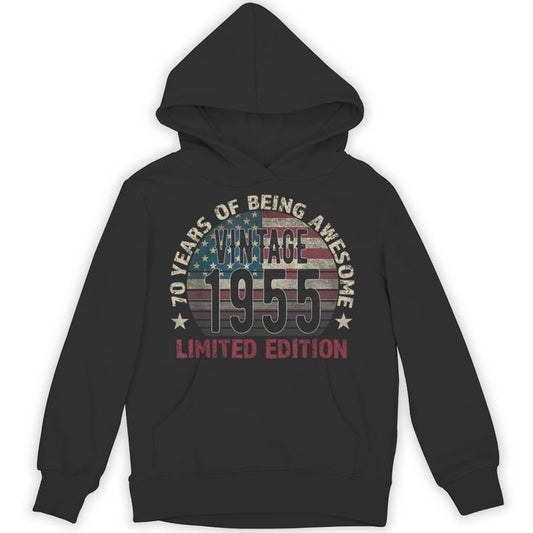 70Th Birthday Vintage Born 1955 Turning 70 Year Old Unisex Hoodie