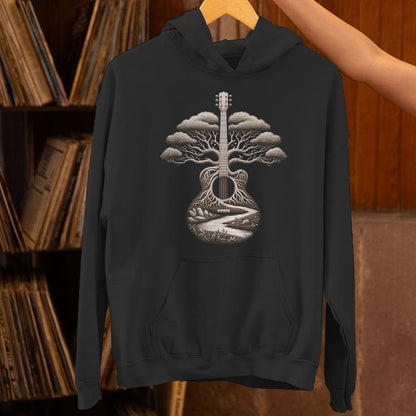 Acoustic Guitar Tree Nature Lover Guitarist Guitar Player Unisex Hoodie