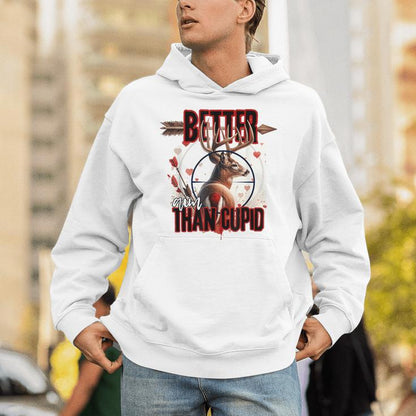 I Aim Better Than Cupid Valentines Deer Hunting For Boys Men Unisex Hoodie