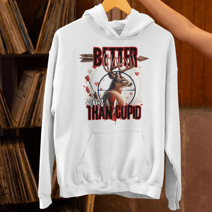 I Aim Better Than Cupid Valentines Deer Hunting For Boys Men Unisex Hoodie