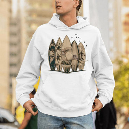 On Back Surfing Tropical Surfboards Surfboarder Surfer Unisex Hoodie