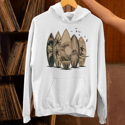 On Back Surfing Tropical Surfboards Surfboarder Surfer Unisex Hoodie