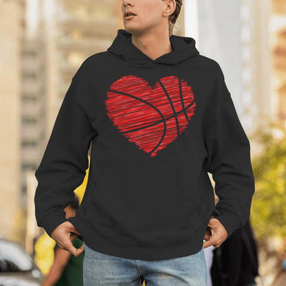 Basketball Heart Love Valentines Day Player Coach Unisex Hoodie
