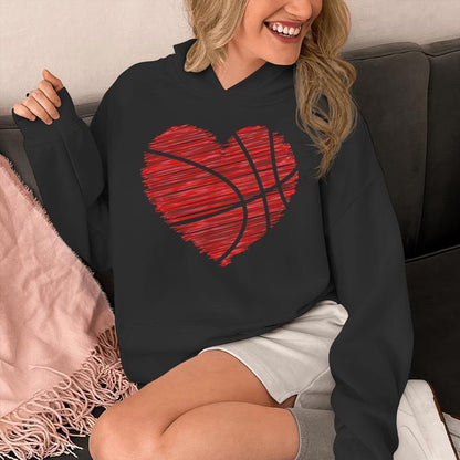 Basketball Heart Love Valentines Day Player Coach Unisex Hoodie
