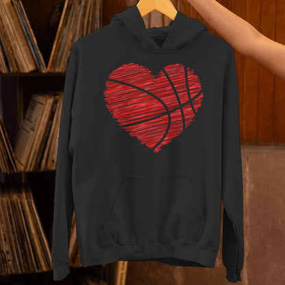 Basketball Heart Love Valentines Day Player Coach Unisex Hoodie