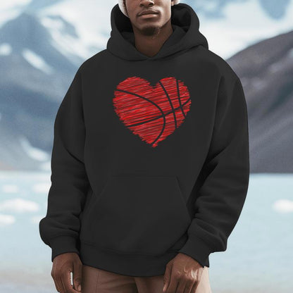 Basketball Heart Love Valentines Day Player Coach Unisex Hoodie