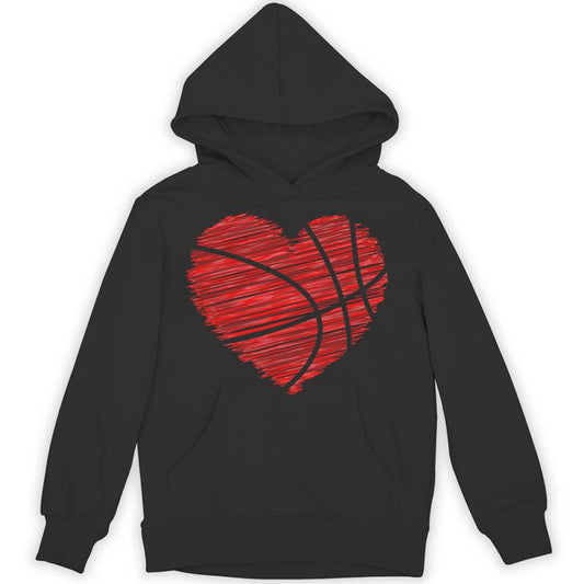 Basketball Heart Love Valentines Day Player Coach Unisex Hoodie