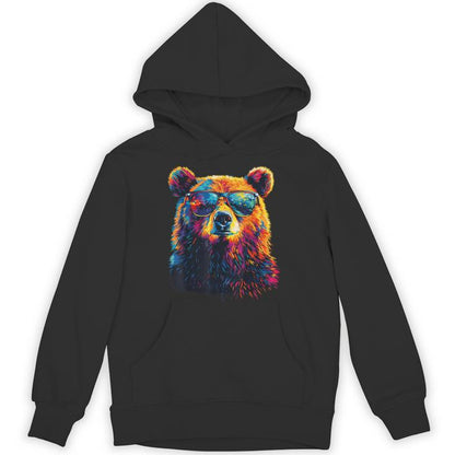 Bear Wearing Sunglasses Wildlife Graphic Colorful Bear Unisex Hoodie
