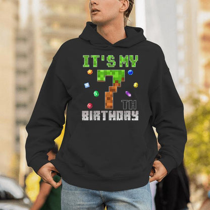 Birthday Boy It's My 7Th Birthday Video Game Pixel Unisex Hoodie