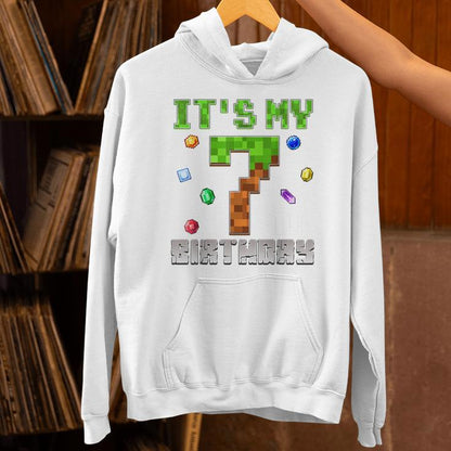 Birthday Boy It's My 7Th Birthday Video Game Pixel Unisex Hoodie