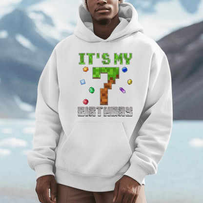 Birthday Boy It's My 7Th Birthday Video Game Pixel Unisex Hoodie