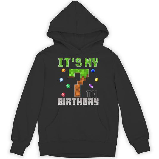 Birthday Boy It's My 7Th Birthday Video Game Pixel Unisex Hoodie