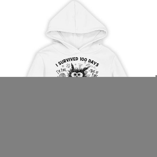 Bleached Cat I Survived 100 Days Of School Its Fine I'm Fine Unisex Hoodie