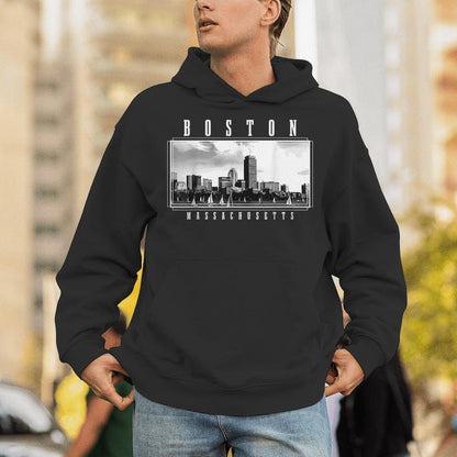 Boston Skyline Massachusetts Pride Vintage Boston Unisex Hoodie