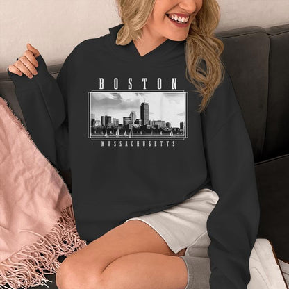 Boston Skyline Massachusetts Pride Vintage Boston Unisex Hoodie