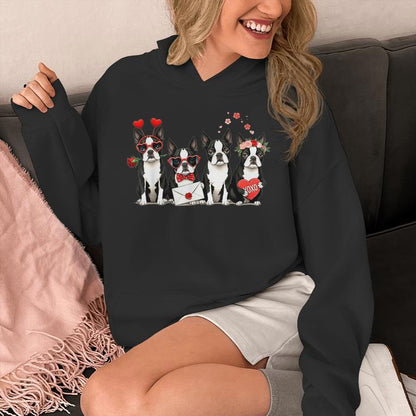 Boston Terrier Valentine Dog Lovers Unisex Hoodie