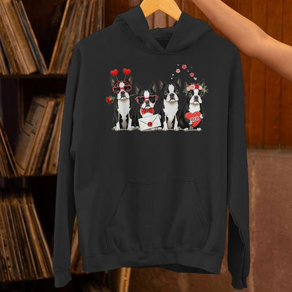Boston Terrier Valentine Dog Lovers Unisex Hoodie