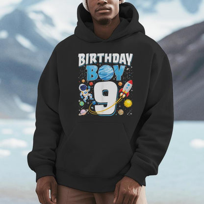 Boys 9Th Birthday Astronaut Space Planets Nine Years Old Unisex Hoodie