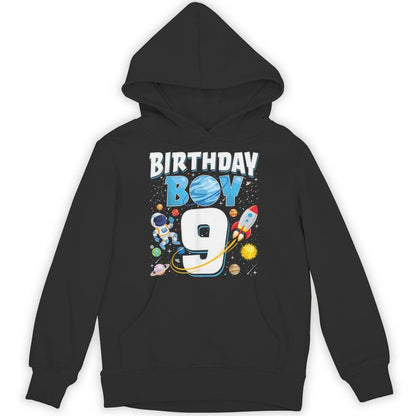 Boys 9Th Birthday Astronaut Space Planets Nine Years Old Unisex Hoodie