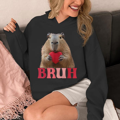 Capybara Bruh Meme Saying Ns Boys Valentine Boy Unisex Hoodie