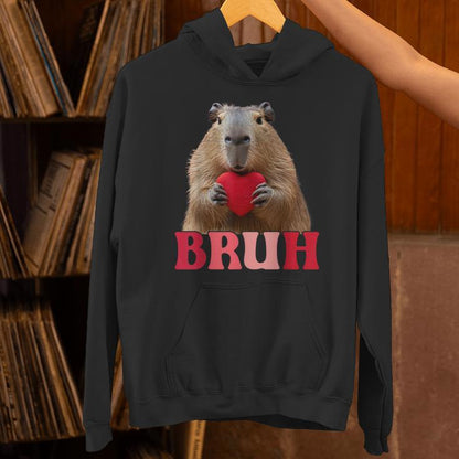 Capybara Bruh Meme Saying Ns Boys Valentine Boy Unisex Hoodie