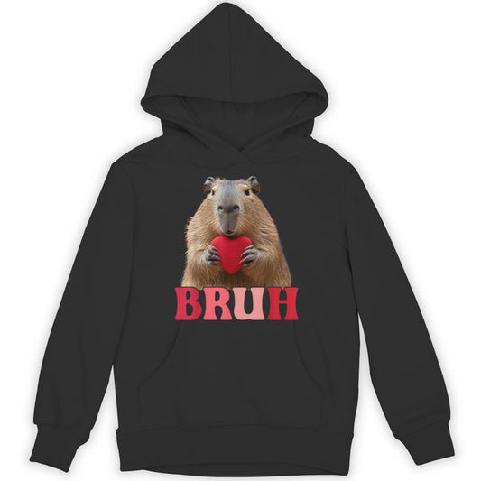 Capybara Bruh Meme Saying Ns Boys Valentine Boy Unisex Hoodie