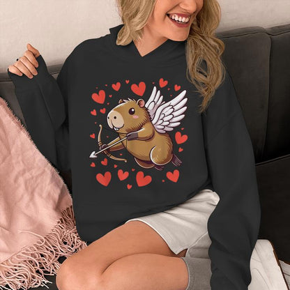 Capybara Valentine Cupid Hearts Valentine's Day Capybara Unisex Hoodie