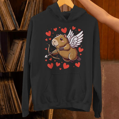 Capybara Valentine Cupid Hearts Valentine's Day Capybara Unisex Hoodie