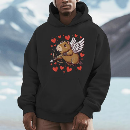Capybara Valentine Cupid Hearts Valentine's Day Capybara Unisex Hoodie
