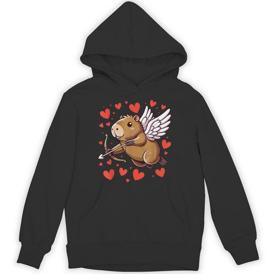 Capybara Valentine Cupid Hearts Valentine's Day Capybara Unisex Hoodie