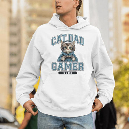 Cat Dad Gamer Club Video Games Gaming Cat Lover For Him Unisex Hoodie