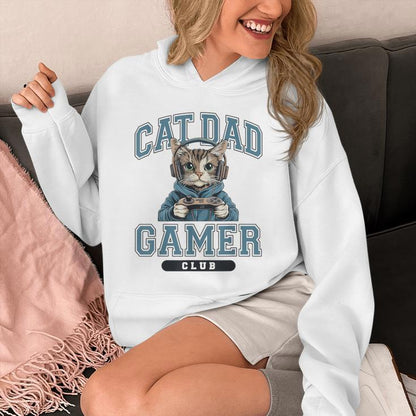 Cat Dad Gamer Club Video Games Gaming Cat Lover For Him Unisex Hoodie