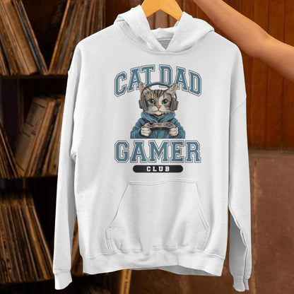 Cat Dad Gamer Club Video Games Gaming Cat Lover For Him Unisex Hoodie