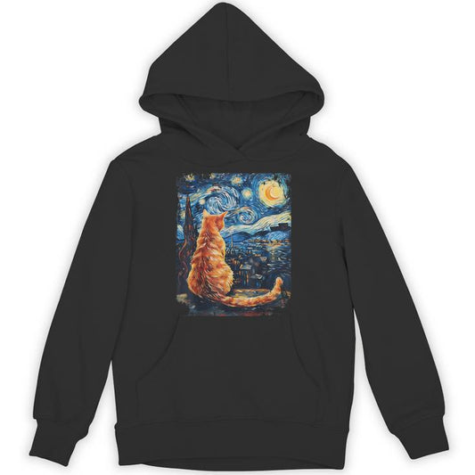 Cat Starry Night Van Gogh Cat For Cat Lover Cat Dad Unisex Hoodie