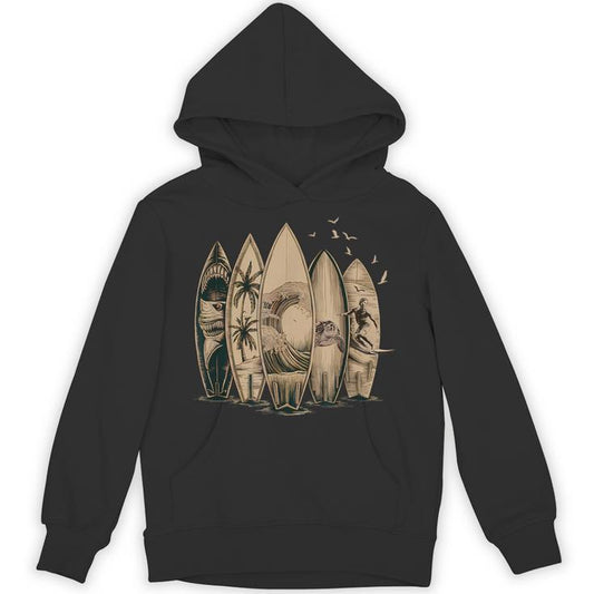 Cool Surfing Tropical Surfboards Vintage Surfboarder Surfer Unisex Hoodie